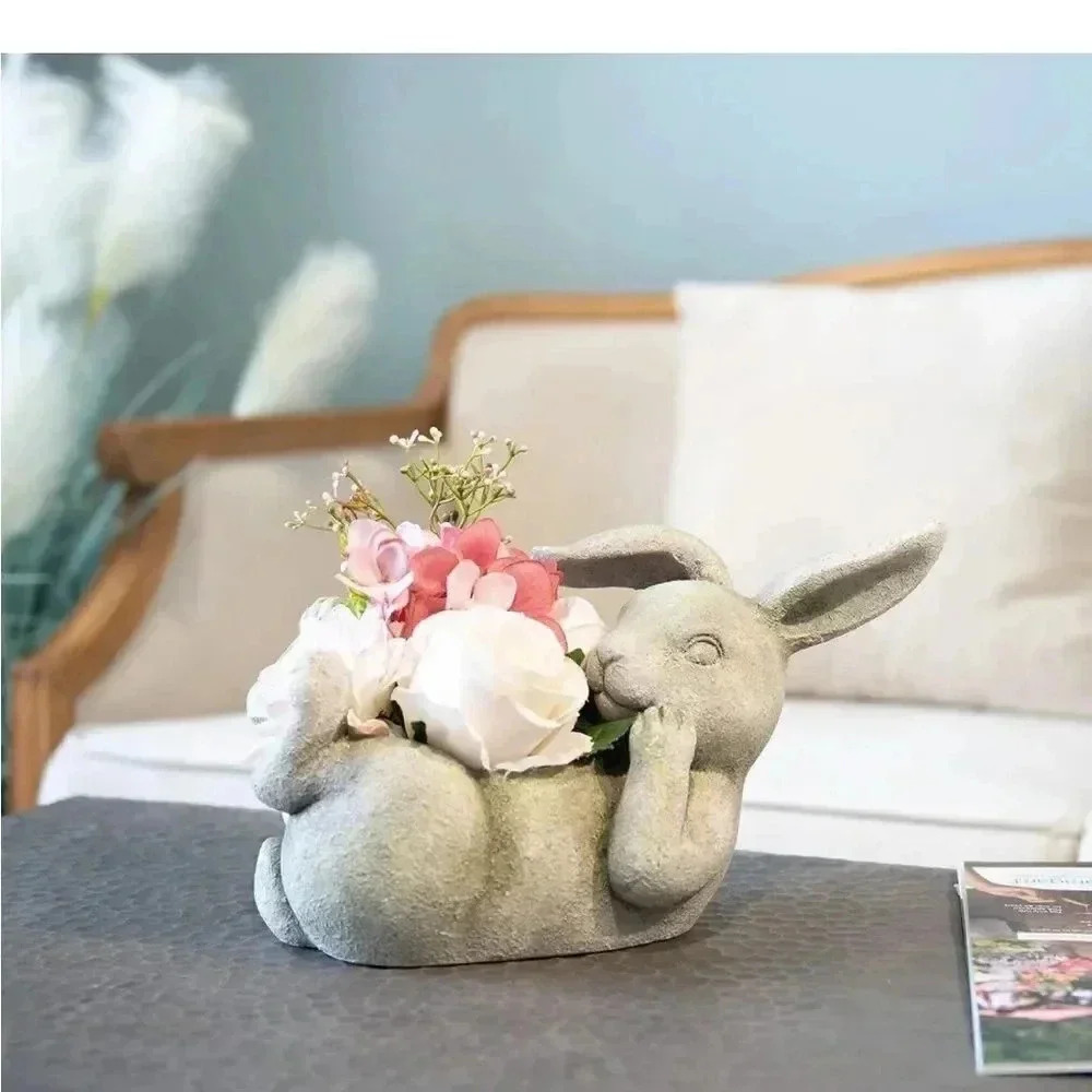 Newman House Studio Bunny Planter Flower Pot 12.4L x 5.5W x 6.9H inch